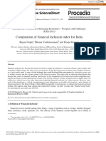 Computation of Financial Inclusion Index For India: Rajani Gupte, Bhama Venkataramani and Deepa Gupta
