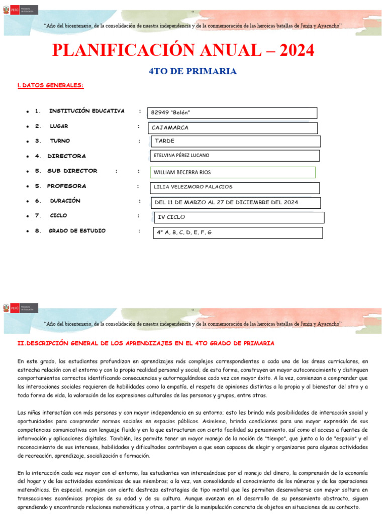 Planificación Anual 4° Grado | PDF | Geometría | Números