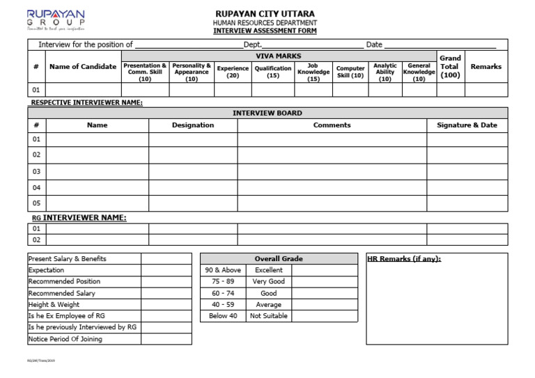 Interview Assessment Form Template | PDF