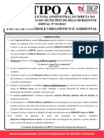 Ibgp 2023 Prefeitura de Belo Horizonte MG Fiscal de Controle Urbanistico e Ambiental Prova