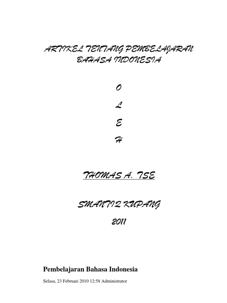 Artikel Tentang Pembelajaran Bahasa Indonesia