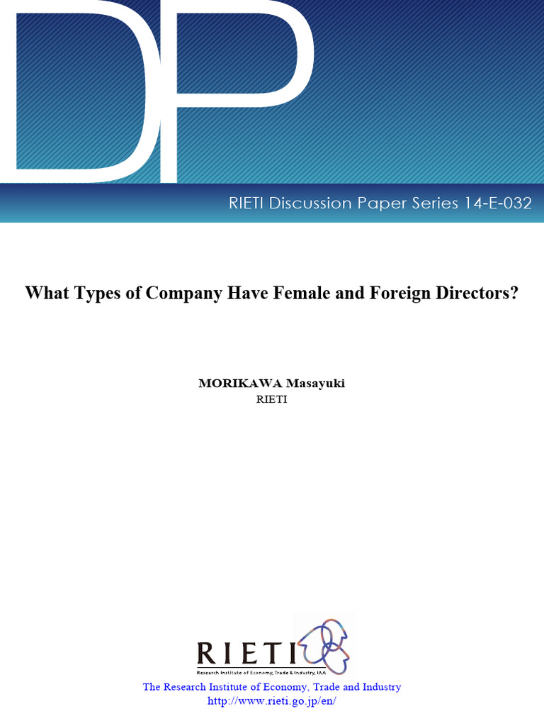 RIETI2014 What Types of Company Have Female and Foreign Directors PDF