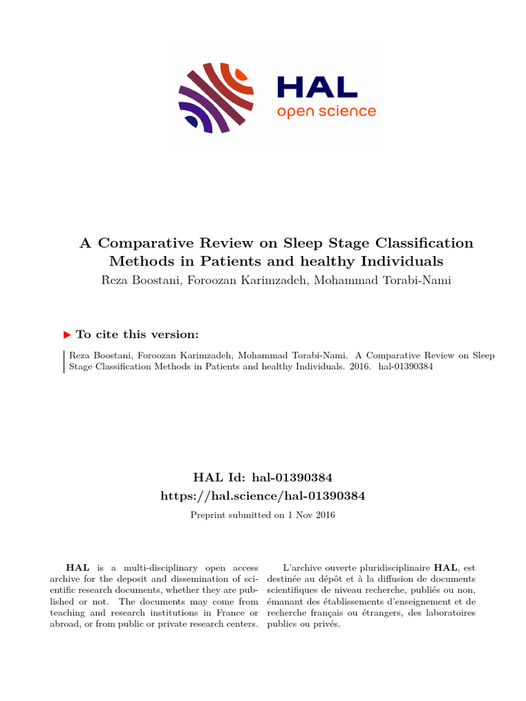A Comparative Review On Sleep Stage Classification Methods | PDF ...