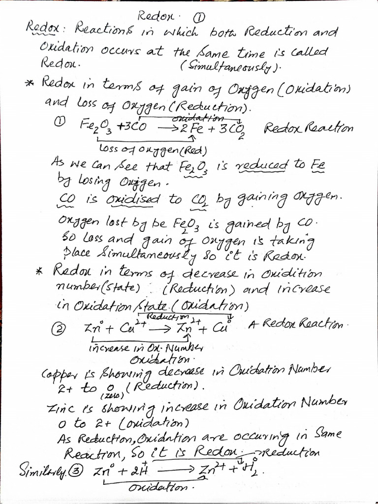 Redox Notes Chemistry | PDF