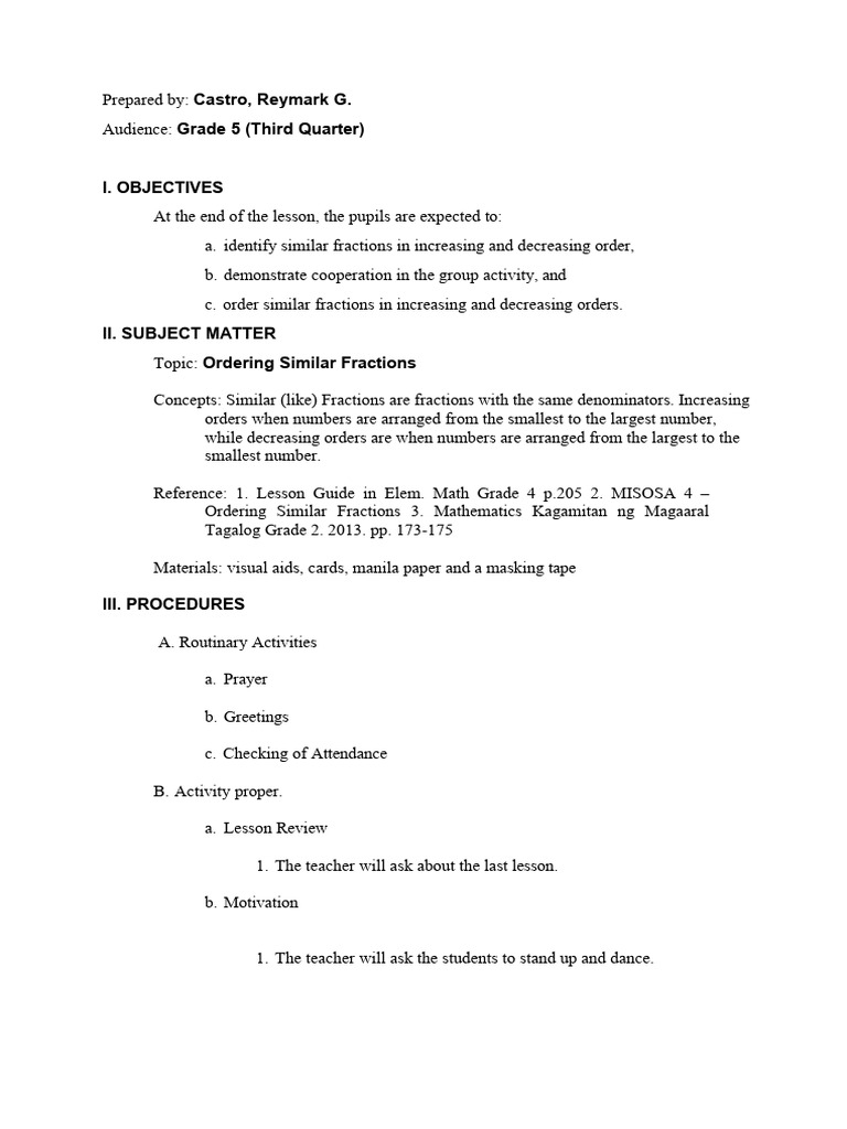 Castro educ9 semi detailed lesson plan pdf numbers lesson plan