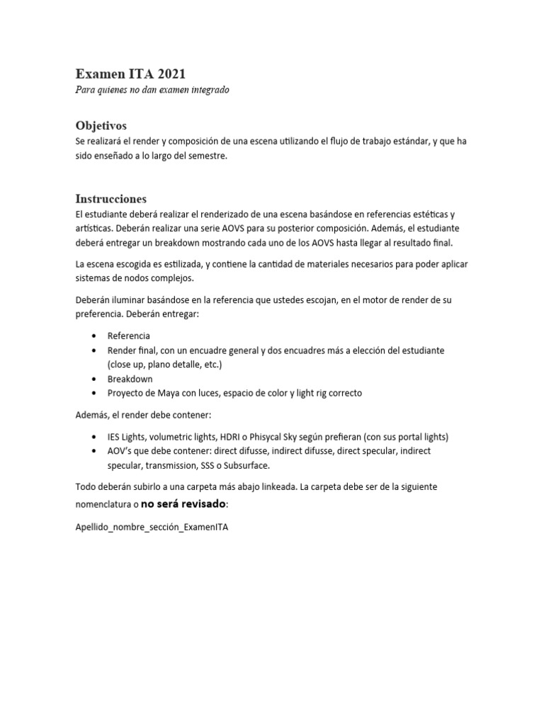 Examen ITA 2021: Render y Composición | PDF | Informática