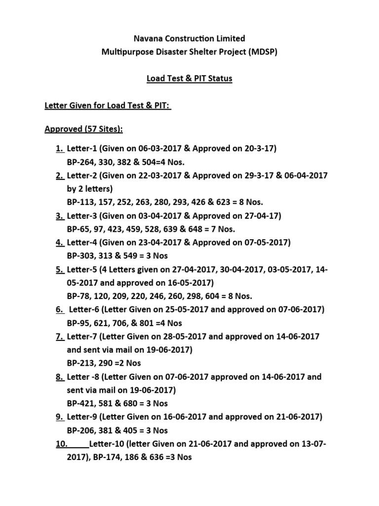 Navana Construction Load Test Status | PDF | Technology & Engineering