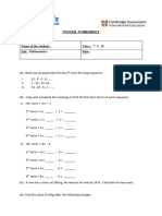 G7 - Math - Winter Worksheet