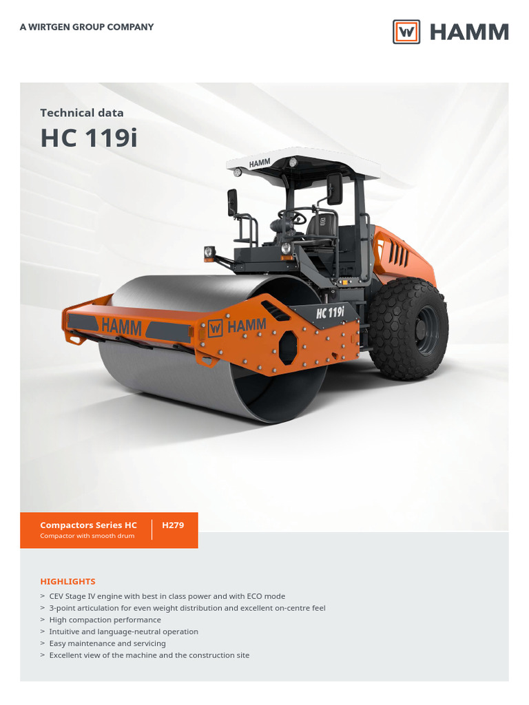 HC 119i Compactor Technical Data | PDF | Horsepower | Truck