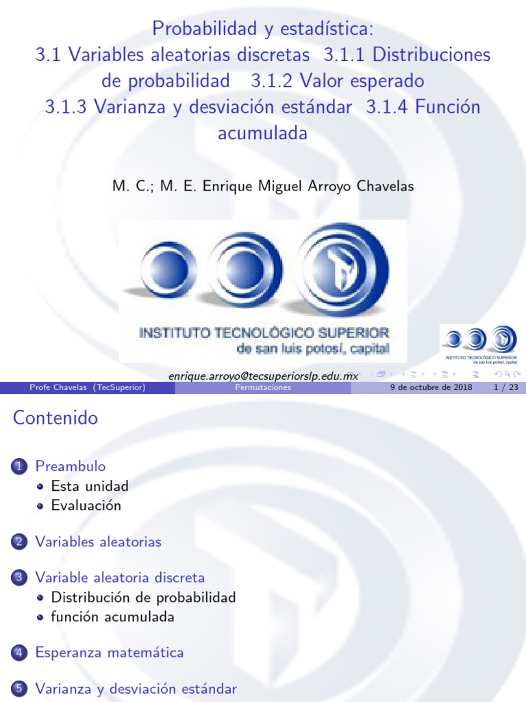 Variables Aleatorias Discretas en Estadística | PDF | Variable ...