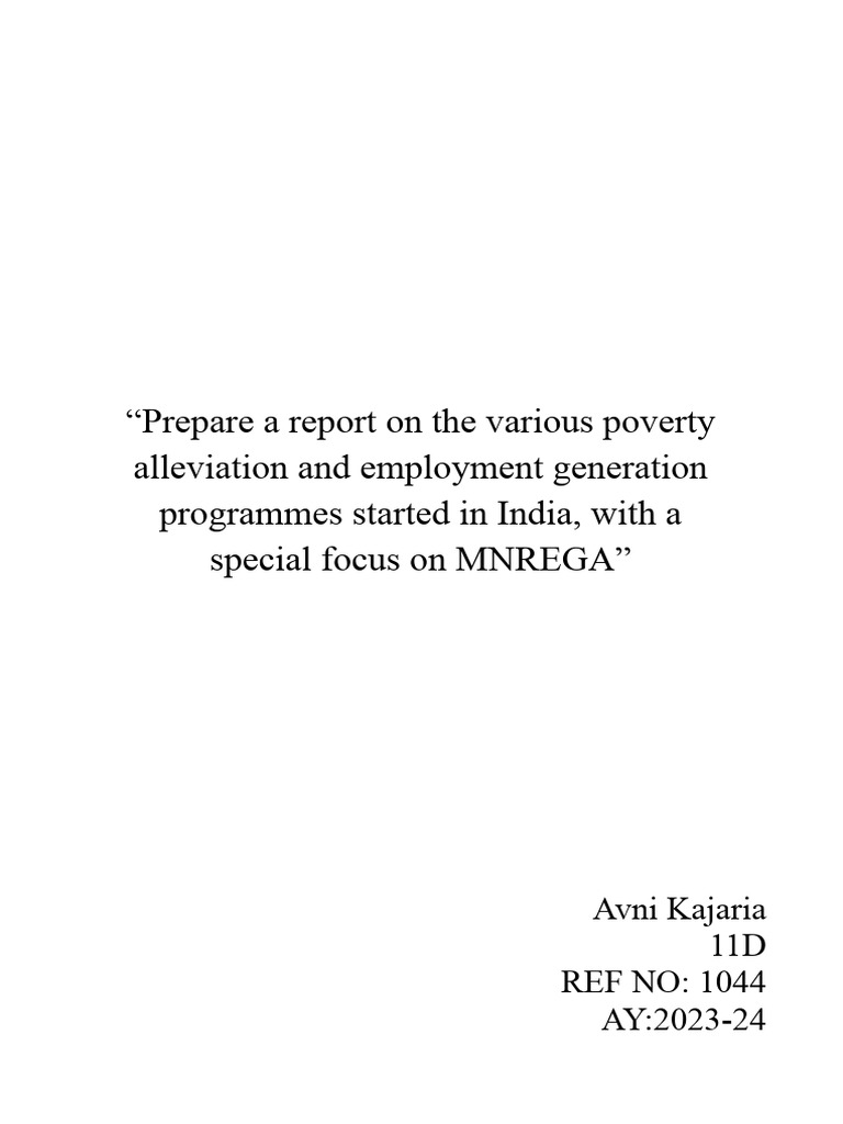 Poverty Alleviation Programs in India | PDF | Poverty | Poverty ...