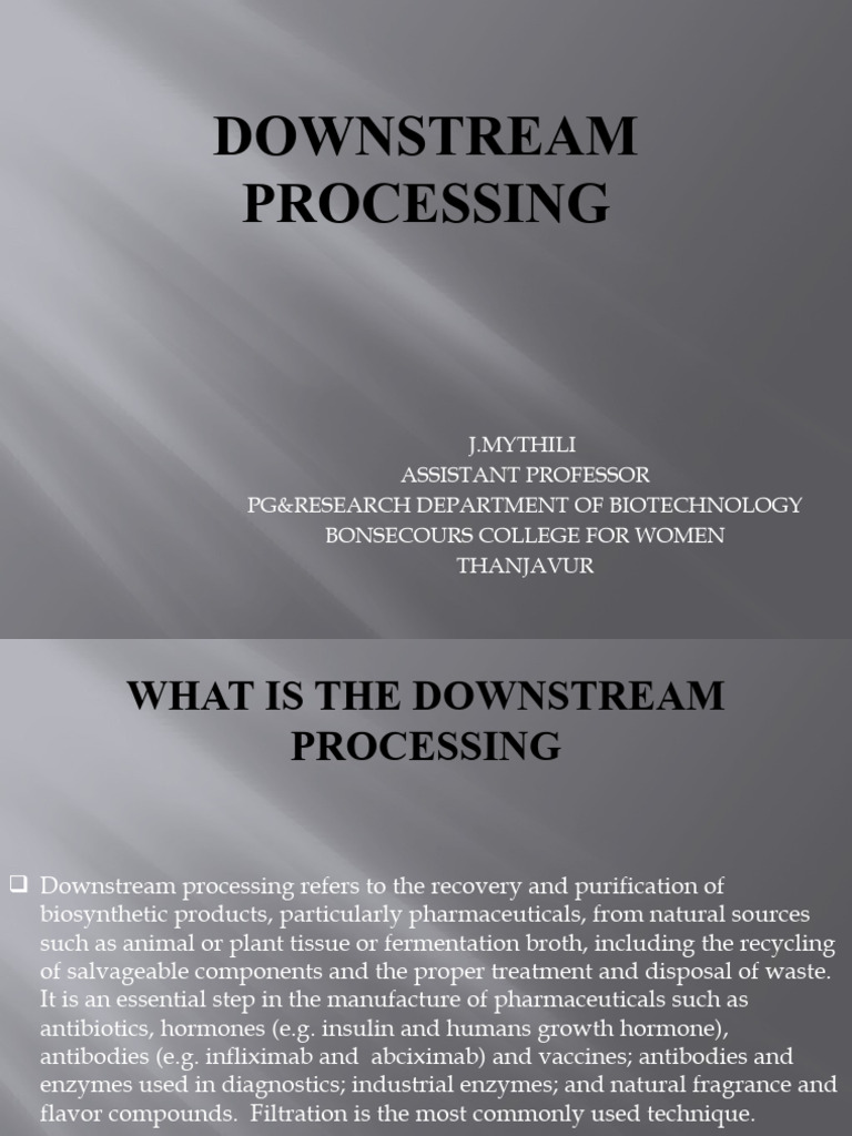 Downstream Processing in Biotechnology | PDF | Chromatography | High ...