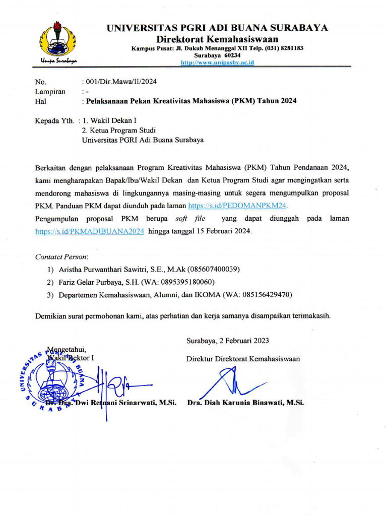 Pelaksanaan PKM 2023 - 2024. | PDF