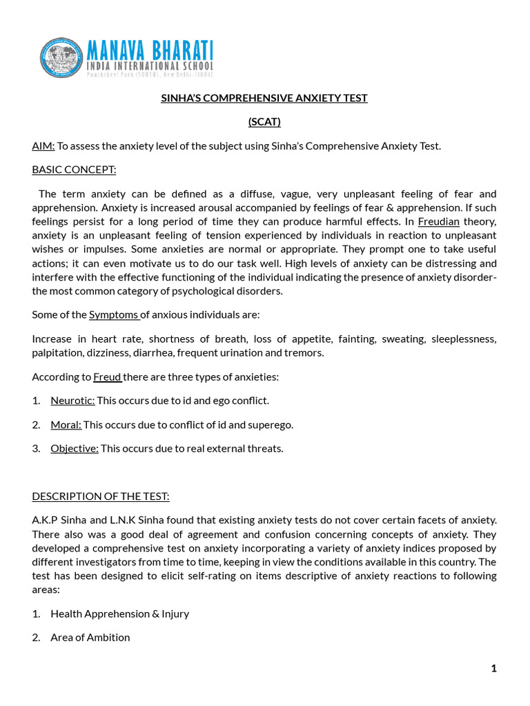 Scat 2 | PDF | Anxiety | Id