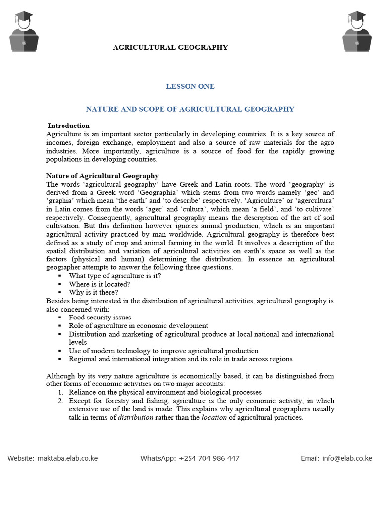Nature and Scope of Agricultural Geography | PDF | Agriculture ...