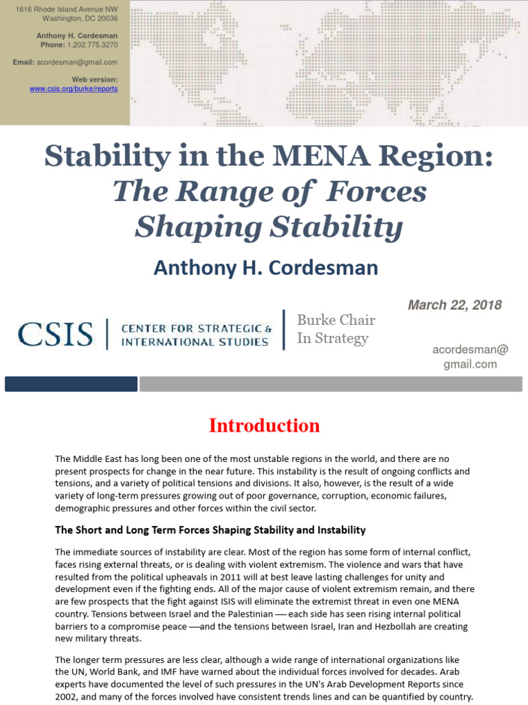 Stability in MENA Region Slides | PDF | Arab World | Gulf Cooperation ...