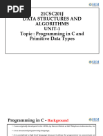 Unit 1 Programming in C and Primitive Data Types