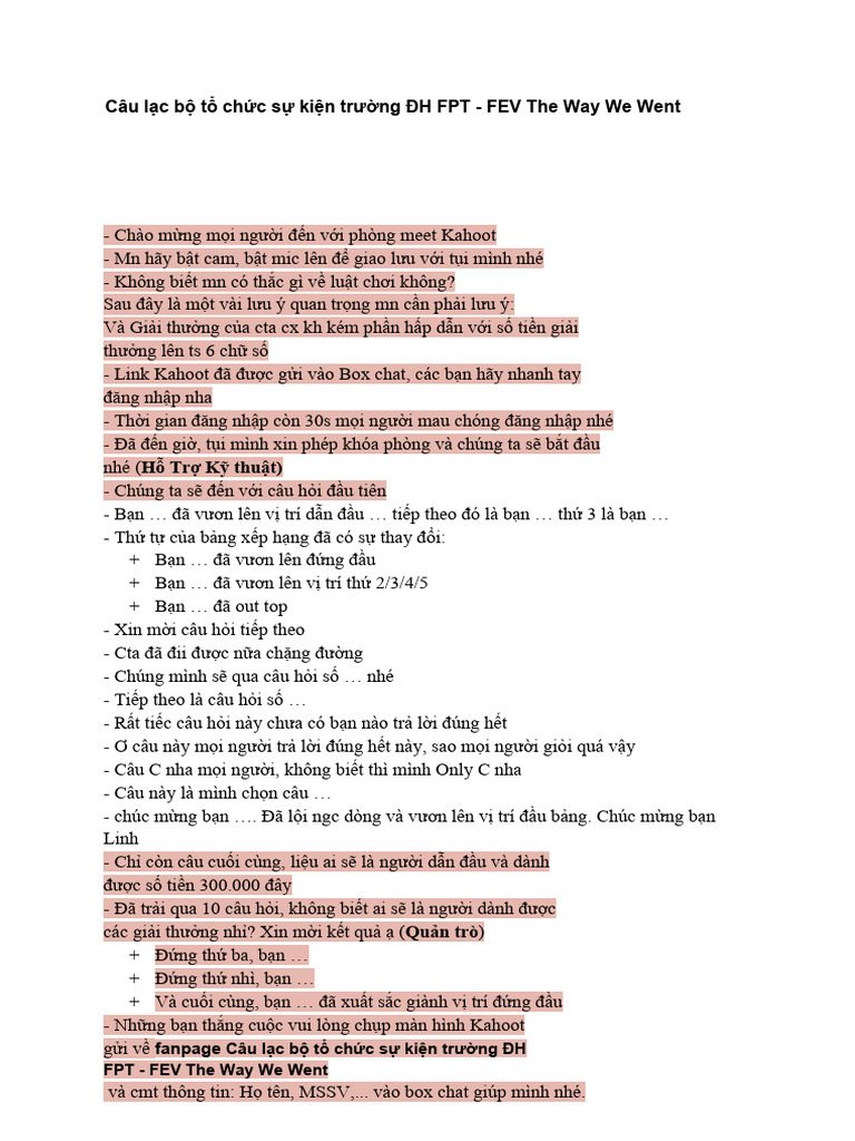 Script Kahoot | PDF
