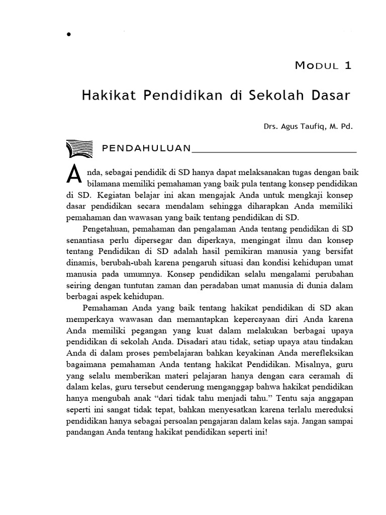 Hakikat Pendidikan di Sekolah Dasar | PDF