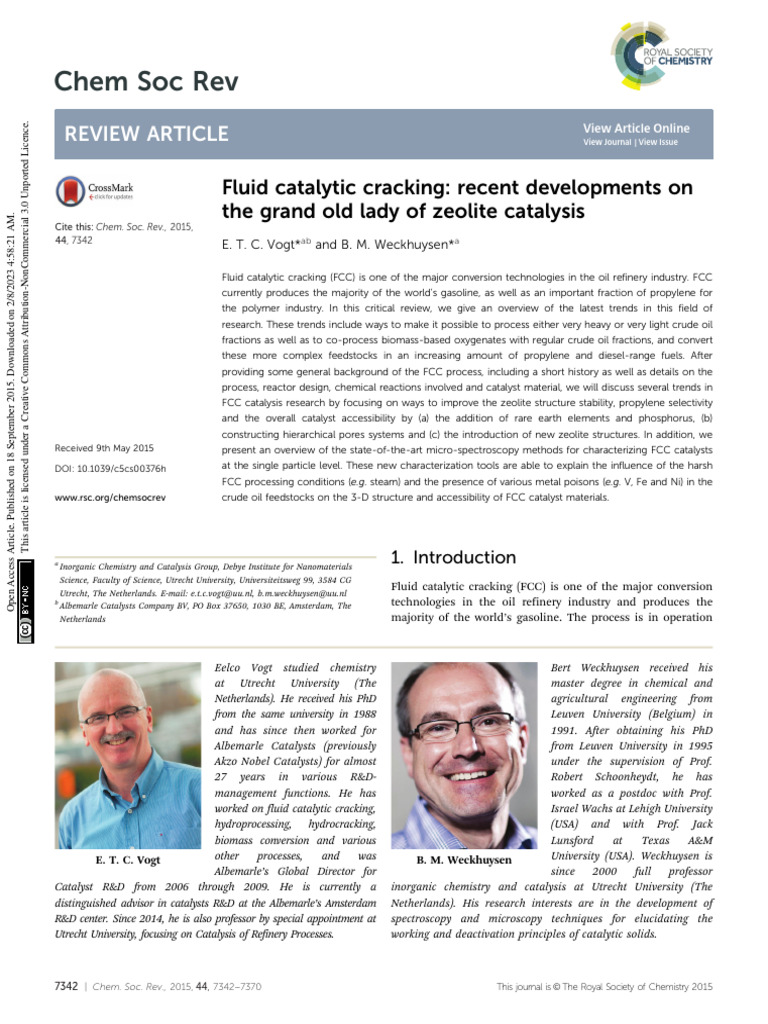 FCC Recent Development of Zeolite Catalysis | PDF | Cracking (Chemistry ...