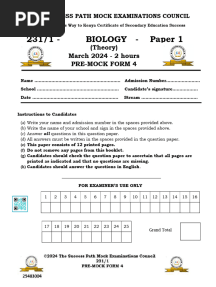 Bio PP1 QS Pre-Mock 2024.