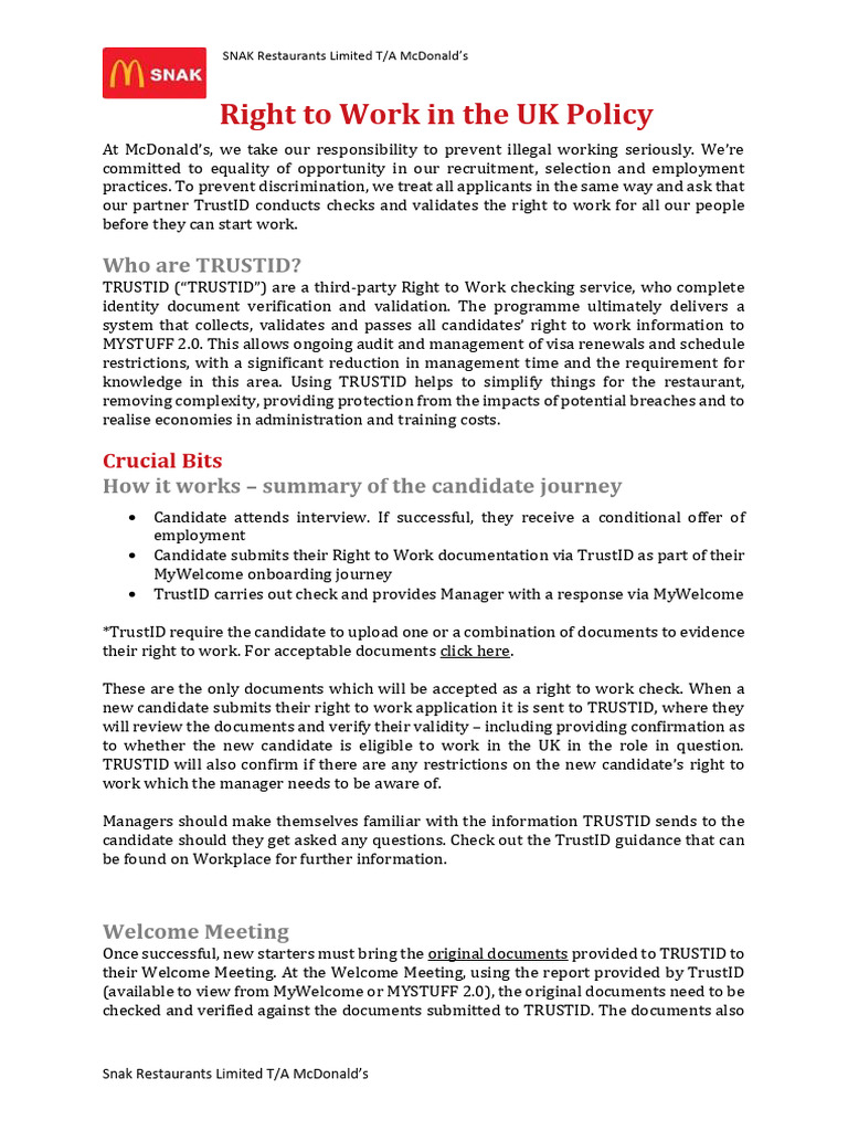 UK Right to Work Policy Overview | PDF | Employment | Travel Visa