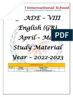 Grade 8 English (GR) Summer Vaction 2022-23