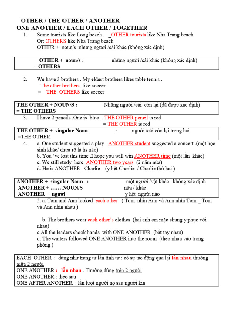Understanding Other, Another, Each Other | PDF