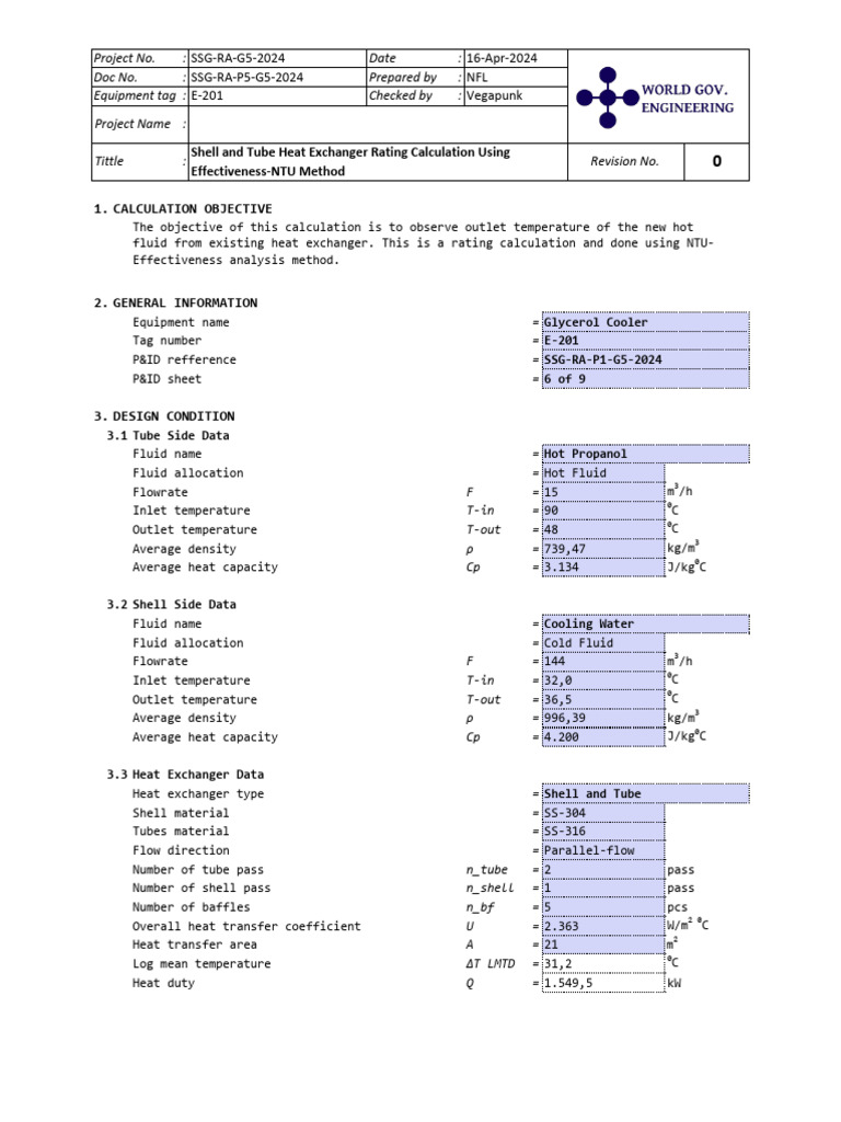 Heat Exchanger NTU Rating Calculation | PDF | Heat Exchanger | Density