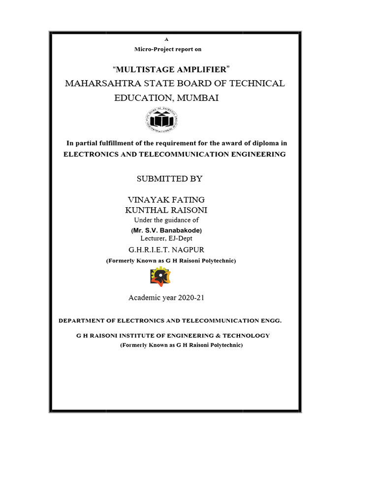 Project Vinayak Docs Pdf Amplifier Electrical Circuits