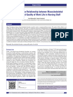 Investigating The Relationship Between Musculoskeletal Disorders and Quality of Work Life in Nursing Staff