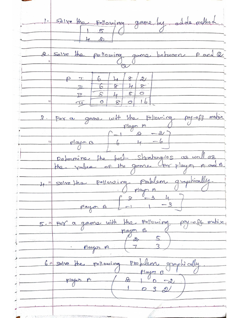 Game theory problems pdf