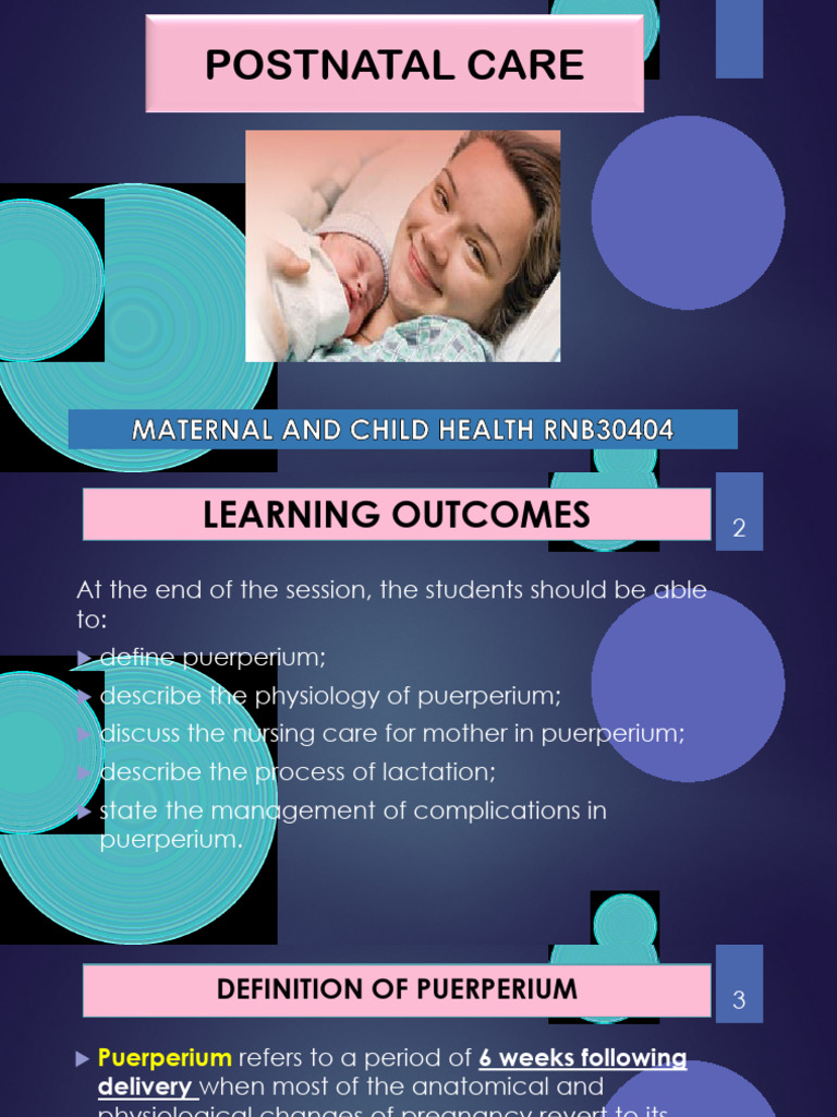 Postnatal Care for Nursing Students | PDF | Postpartum Period | Childbirth