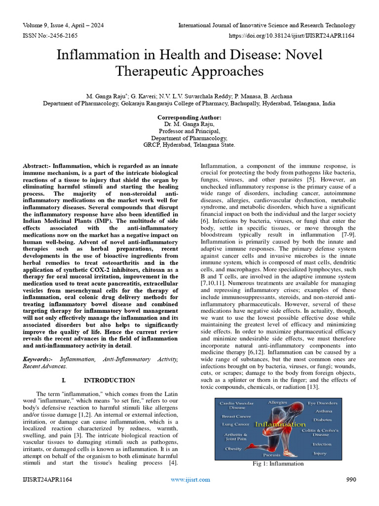 Inflammation in Health and Disease: Novel Therapeutic Approaches | PDF ...