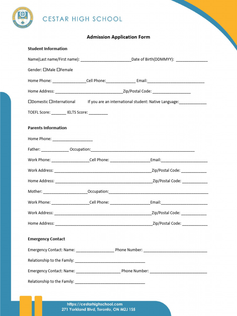 Cestar High School Admission Form | PDF | Bullying | Educational Assessment