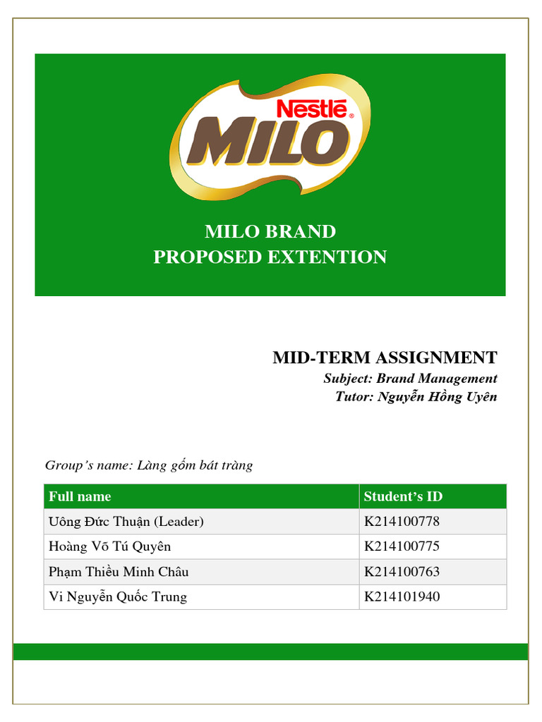 Milo Brand Analysis and Expansion Strategy | PDF | Milk | Nestlé