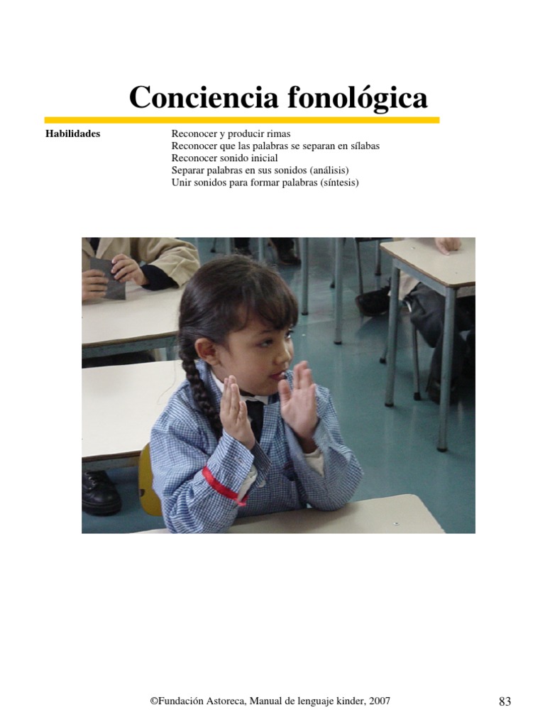 Conciencia Fonologica, Actividads | PDF | Educación de la primera ...