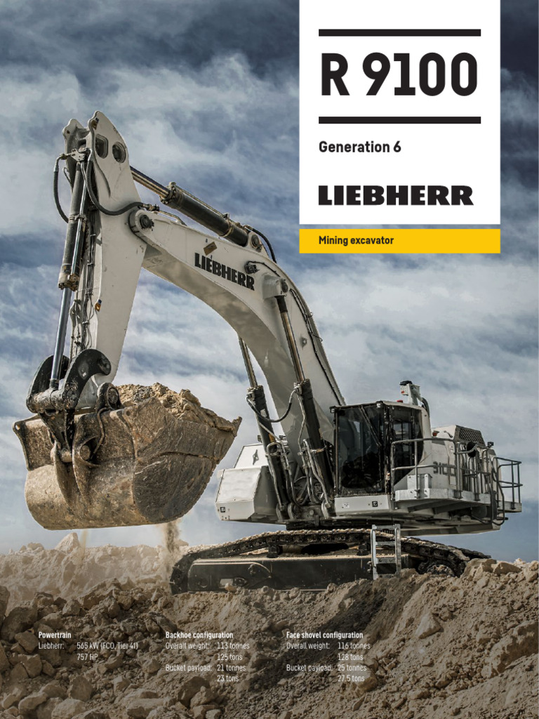 Liebherr R 9100 Mining Excavator Specs | PDF | Engines | Diesel Engine