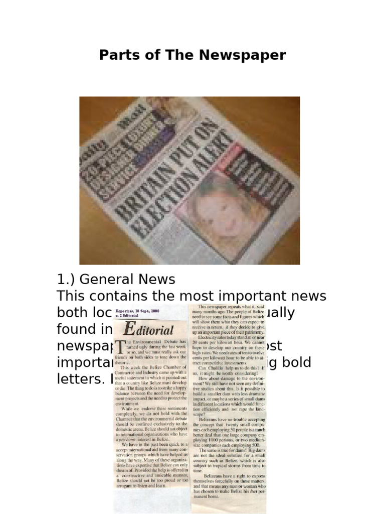 Parts of the Newspaper