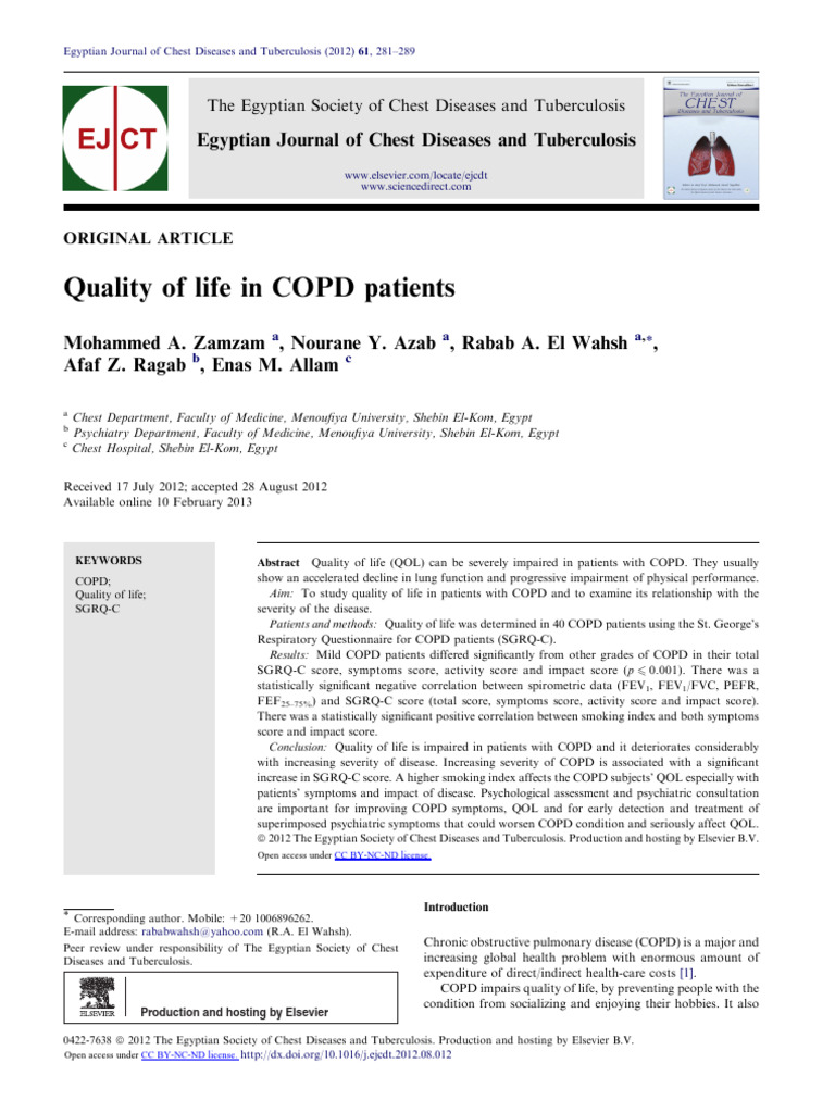 qol copd | PDF | Chronic Obstructive Pulmonary Disease | Public Health