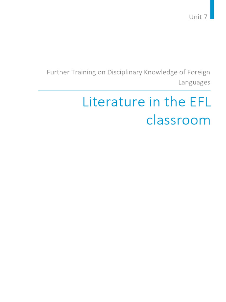 Literature in EFL Classroom Strategies | PDF | English As A Second Or ...