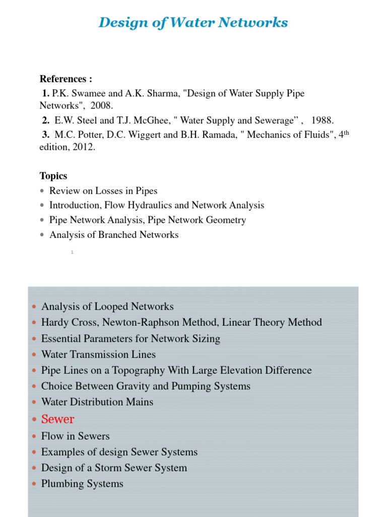 Water Network Design and Analysis Guide | PDF | Liquids | Gases