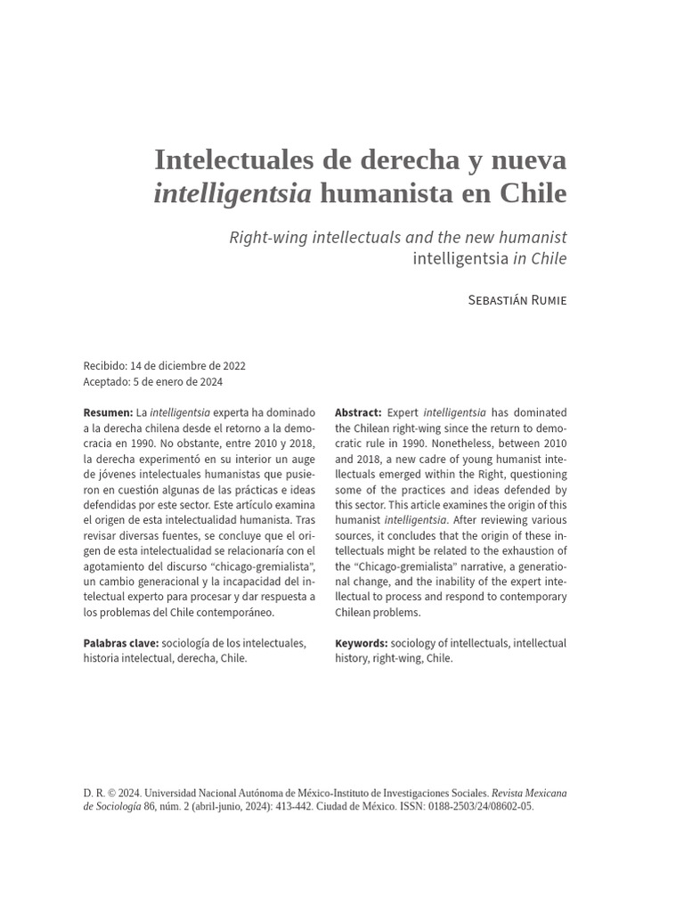Nueva intelectualidad humanista en la derecha chilena | PDF ...