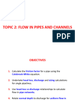 Topic 2: Flow in Pipes and Channels