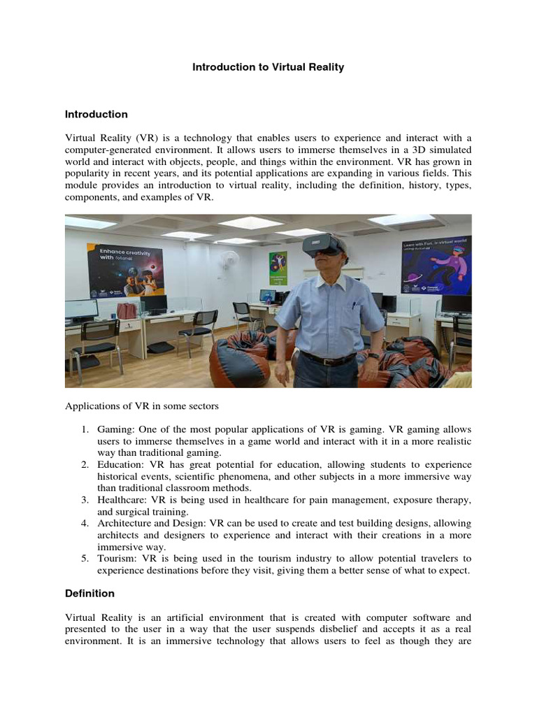 Module 1-Introduction To Virtual Reality | PDF | Virtual Reality ...