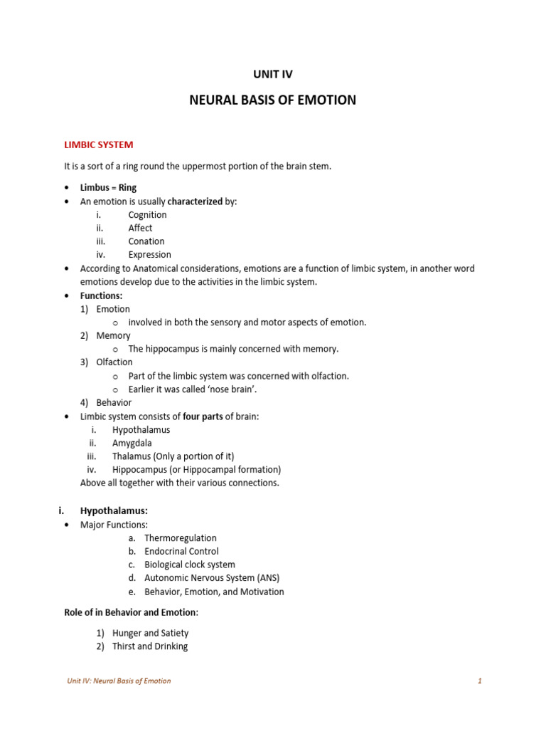 Limbic System and Emotion Mechanisms | PDF | Limbic System | Amygdala