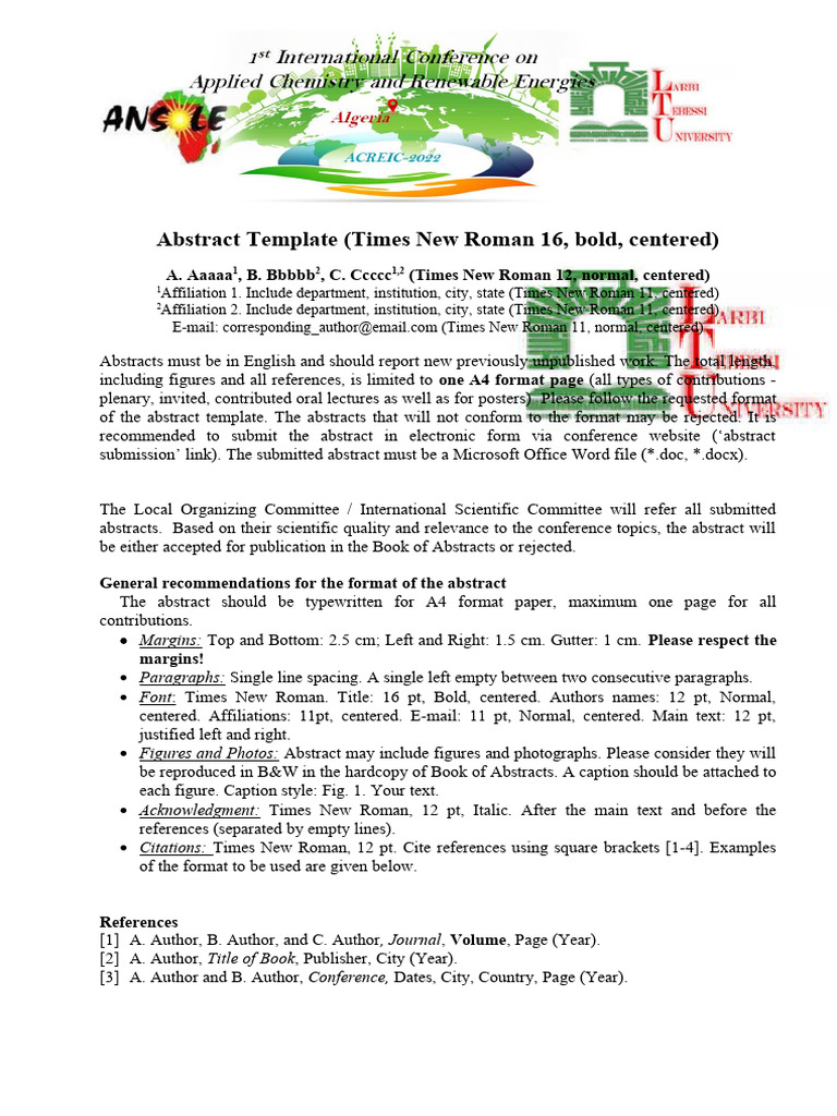 Abstract Submission Guidelines Template | PDF | Abstract (Summary ...