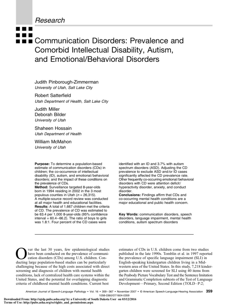 Prevalence of Communication Disorders in Children | PDF | Autism ...