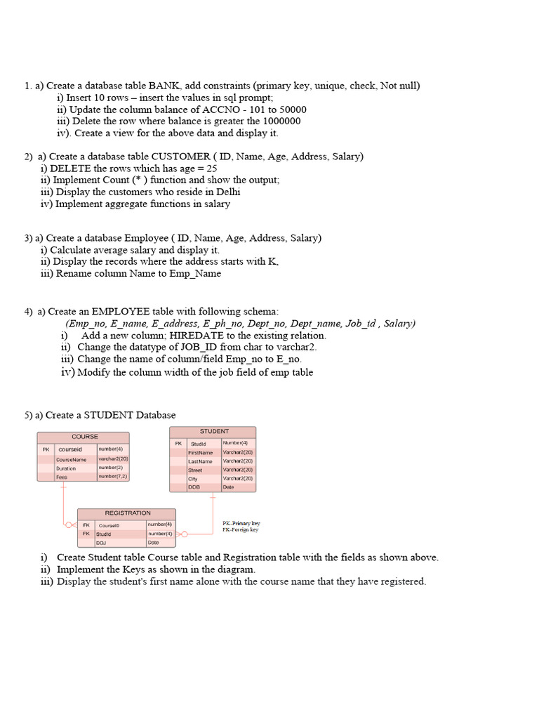 LAB Set Questions Rdbms Record Nov 2023 To Students | PDF | Relational ...