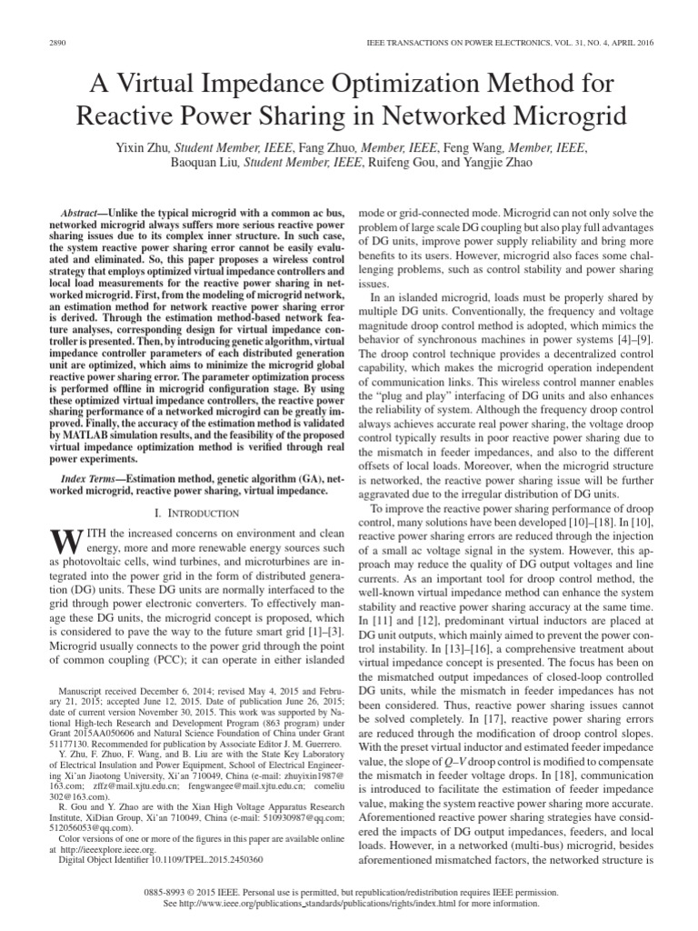A Virtual Impedance Optimization Method For Reactive Power Sharing in ...